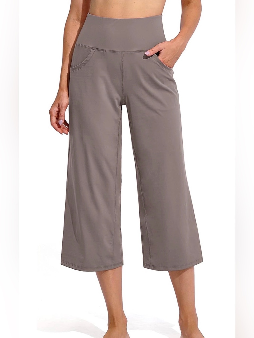NWT Wide Leg Cropped Pants - Taupe